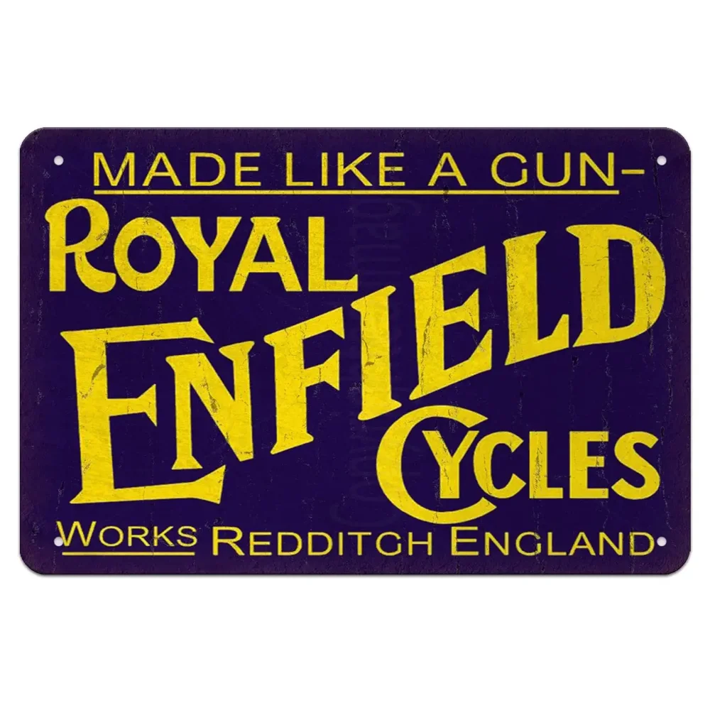 High Definition Metal Tin Sign Royal Enfield Cycles Vintage Motorcycle Retro Metal Plaque 