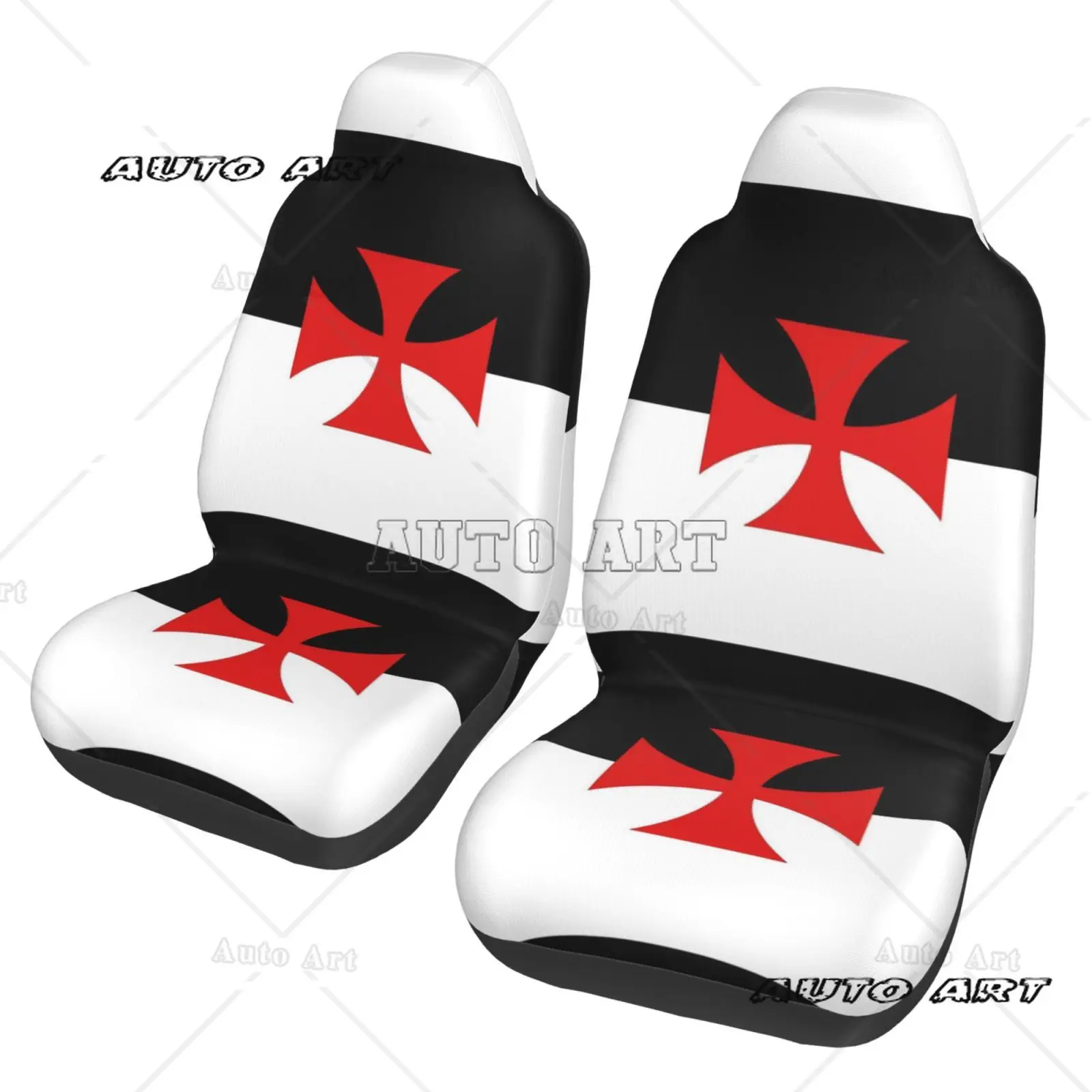 

Templar Knights Team Flag Pattern Car Seat Cover Protection Set - 2 Pieces - Personalized Universal Seat Cover