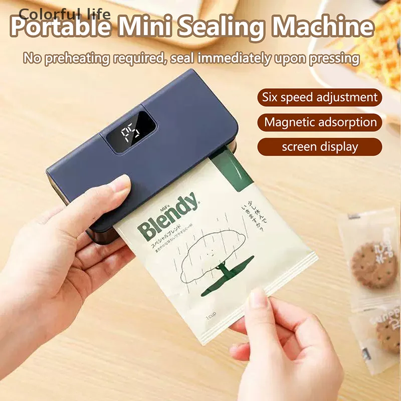 Household Plastic Bags Sealer 2 In1 Heat Heat Bag Sealing Machine Portable Package Sealer Six Power Screen Display Heat Sealer