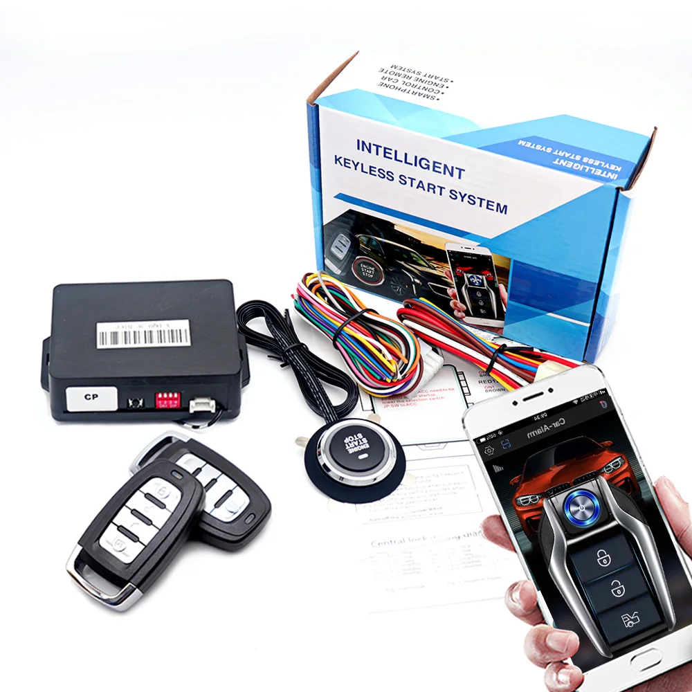 Start button system Car alarm with autostart Universal central locking car Remote starter kit Automotive start stop Smart key