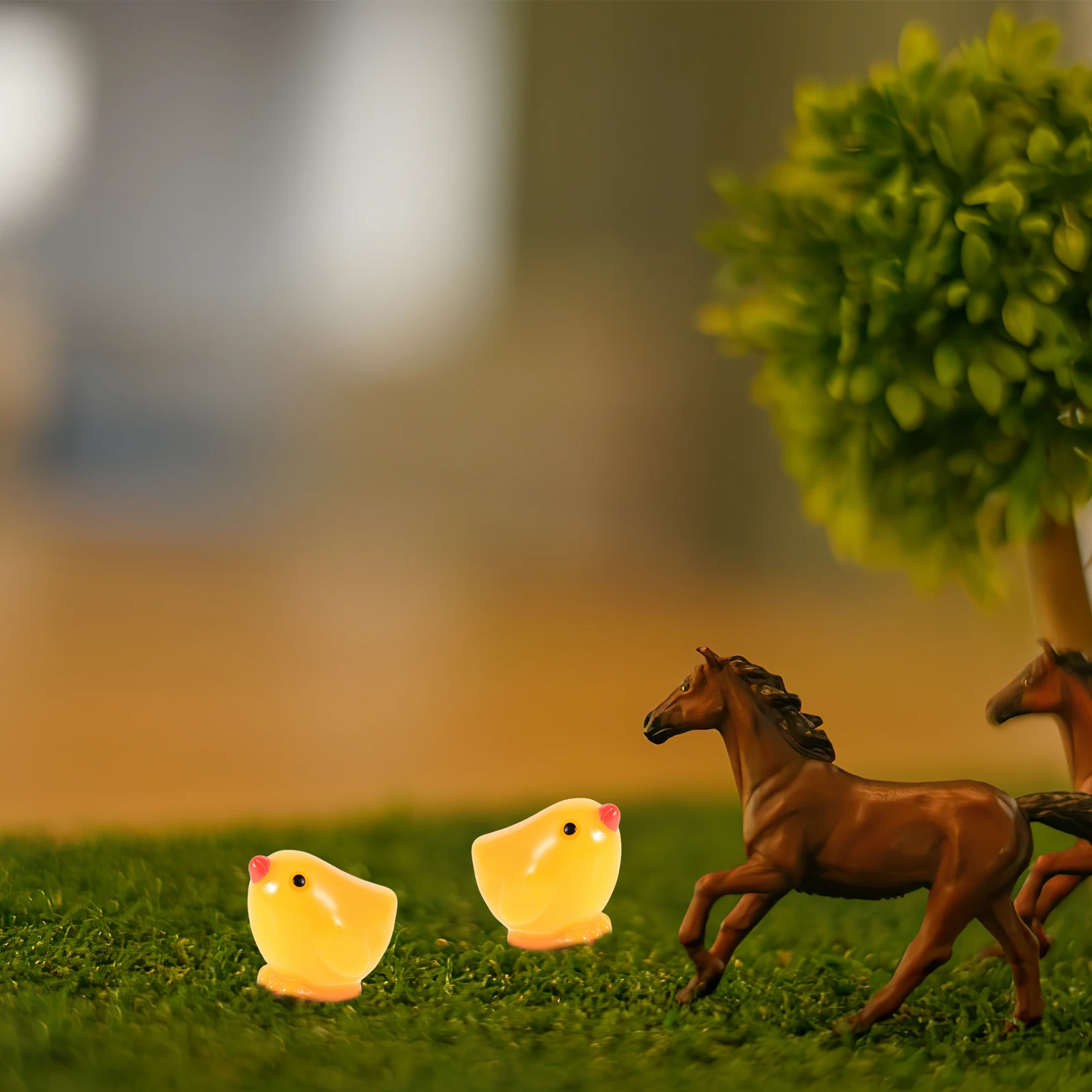 

50 Pcs Chicken Decorations Ornament Mini Chickens Trinkets Yellow Minature Figurine