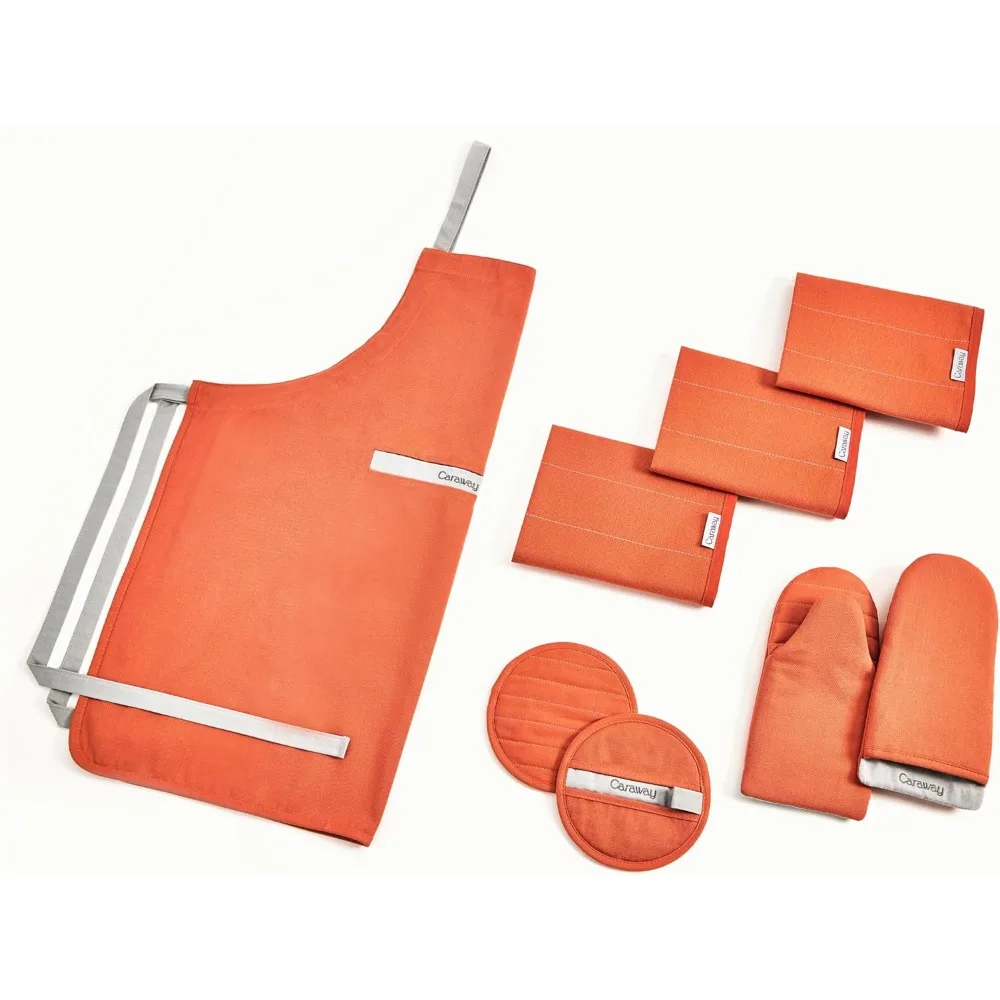 

Фартук, подставки для кастрюль, прихватки и чайные полотенца — 100% органический хлопок — прочный, можно стирать в машине