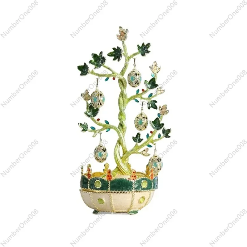 Enamel Money Tree Jewelry Box, Decorative Trinket Tray for Good Luck, Elegant Home Decor Accent for Dresser & Housewarming Gift