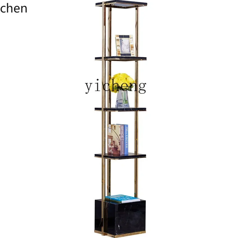 YY-modern simple natural marble flower stand light luxury living room metal stainless steel multi-layer decorative