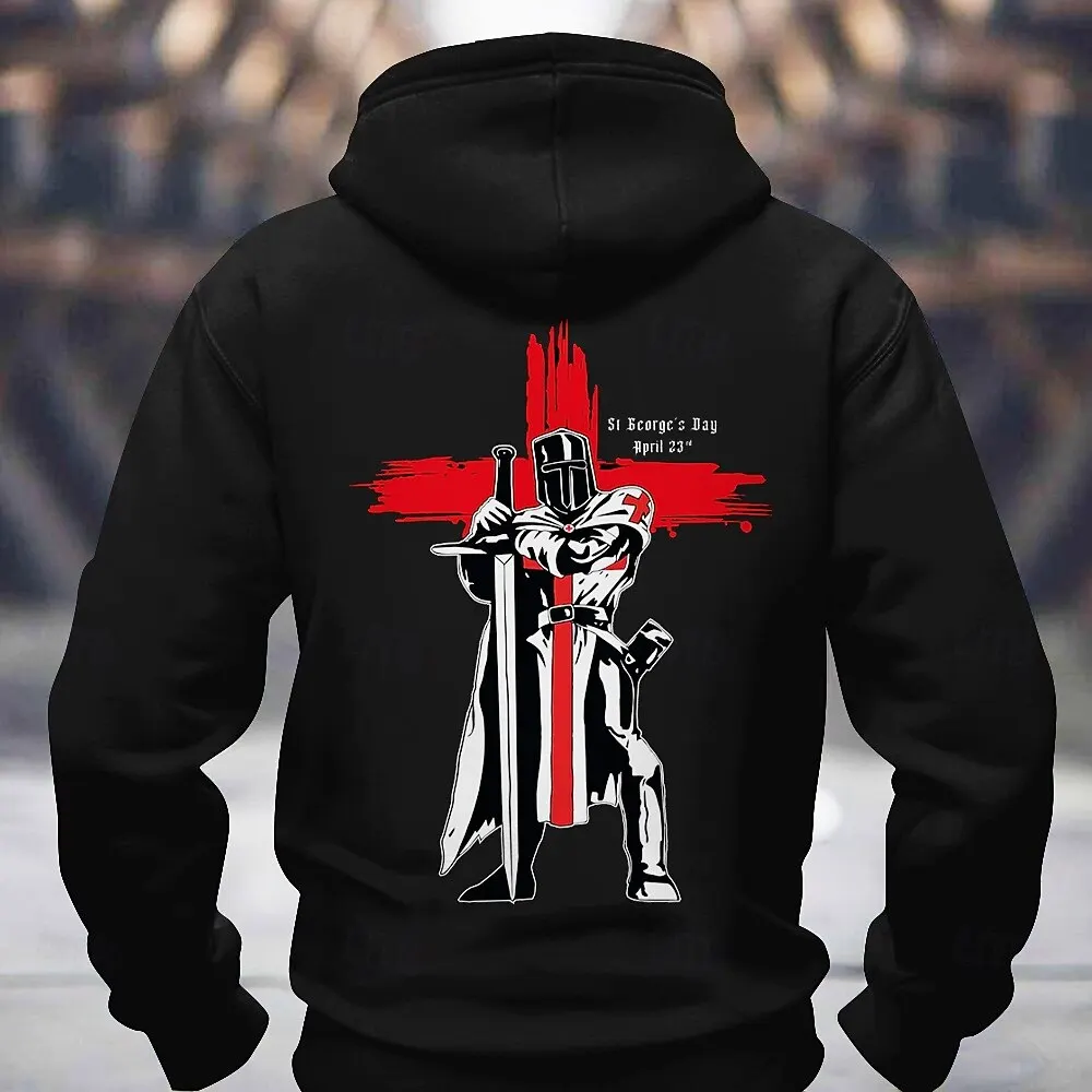 

Knights Templar Pattern Men's Hoodies Autumn and Winter Casual Loose Sweatshirts 3D Crusaders Print y2k Clothes Fashion Pullover