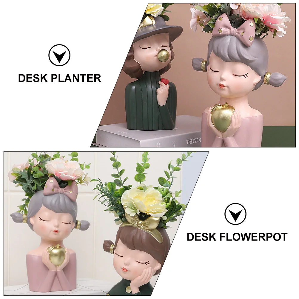 

Creative Succulent Planter Flower Pot Small Resin Plant Container for Desk Window Office Tabletop Decoration