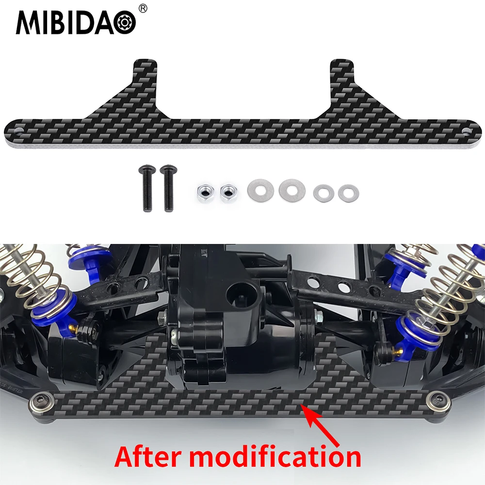 

MIBIDAO Carbon Fiber Rear Reinforcing Plate Steering Lock Plate for 1/10 Tamiya Clod buster 4×4×4 Rc Car Monster Truck Parts