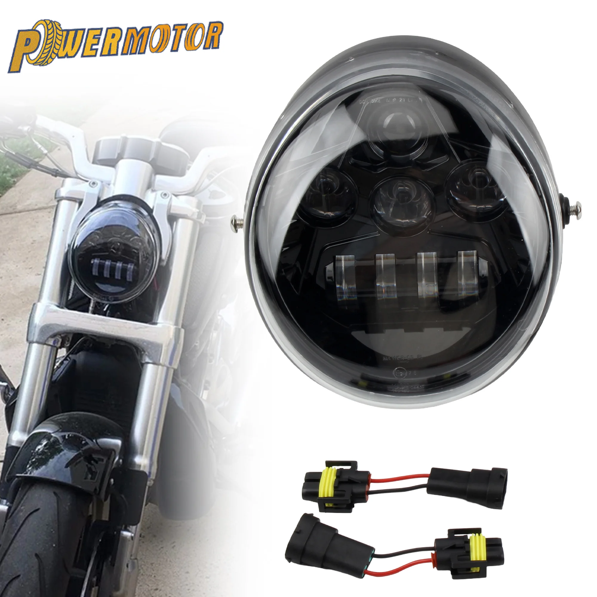 For Harley V Rod VRSCA Motocross Motorcycle Headlight Lamp Headlight VRSC/V-ROD Motorcycle Led Halo Ring DRL 60W HI/Low Beam