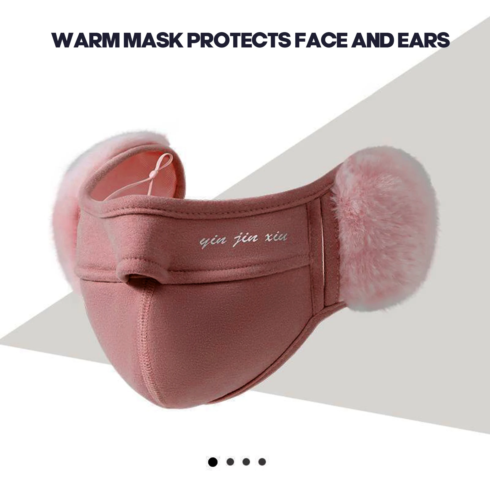 冬用暖かいフェイスマスク ウサギの毛皮の耳当て付き 防風 寒さ対策 通気性のあるマスク 男性用 女性用 ユニセックス