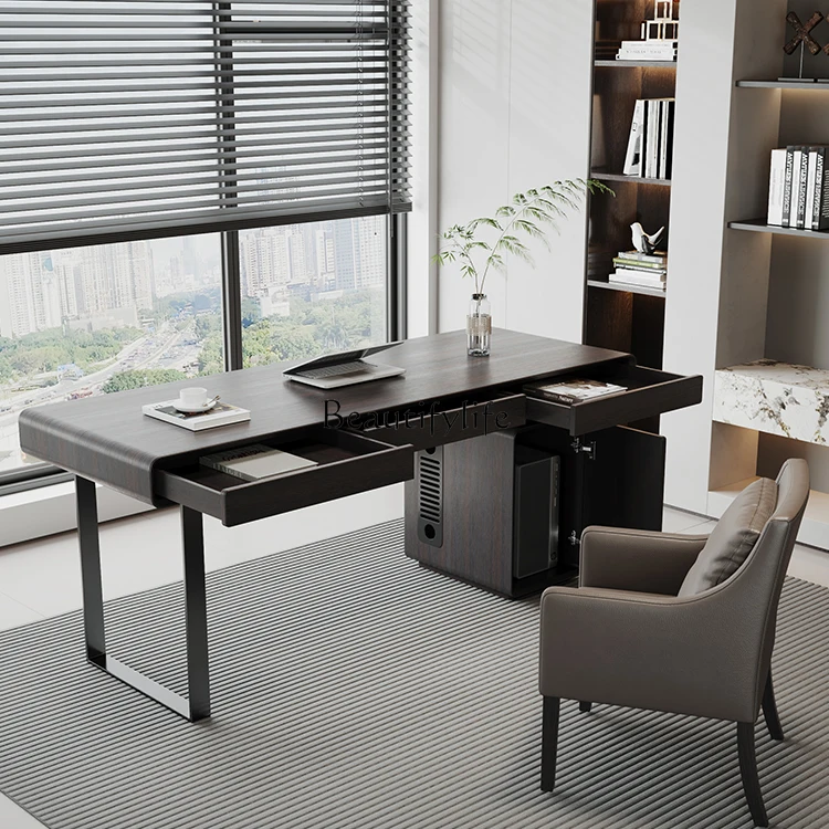 Italian minimalist solid wood desk home modern light luxury high-end desktop computer desk