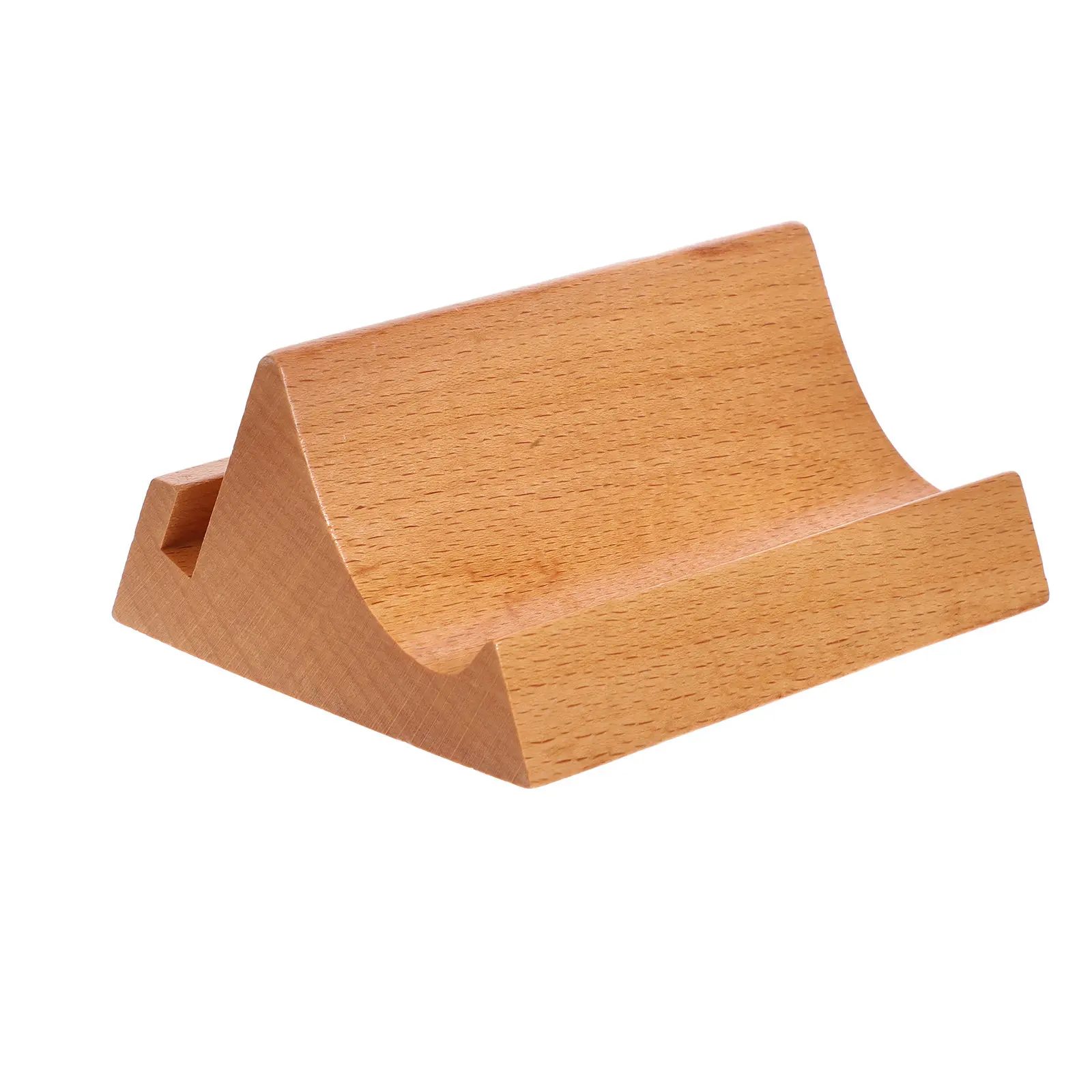 Multifunctional Wooden Desk Stand Dual Slot Calendar and Phone Holder Compact Tabletop Display Base for Cards Photos Greeting