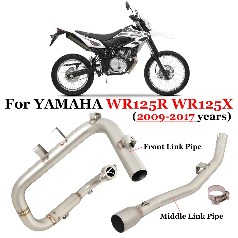 Slip On For Yamaha WR125R WR125X WR125 WR 125 2009 - 2017 Motorcycle Exhaust Systems Front Mid Link Pipe Connecting 51mm Muffler