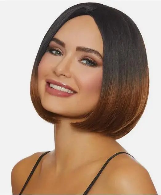 

Short Straight Omber Brown Bob Synthetic Wigs For Women Natural Looking Wig