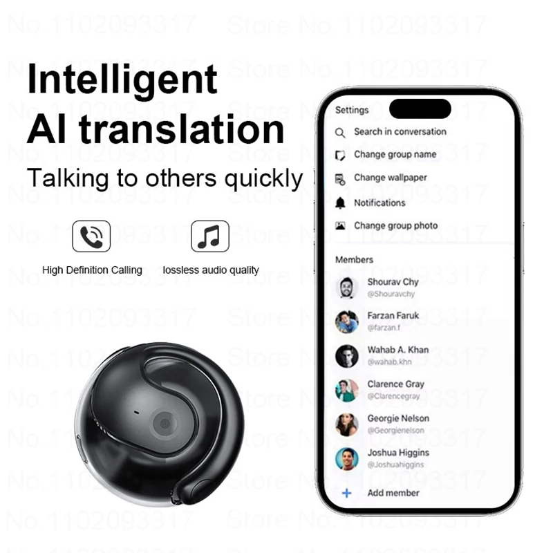 AI في الوقت الحقيقي لغة الترجمة سماعة بلوتوث TWS الذكية جهاز مترجم المسح الفوري سماعة رأس لاسلكية سماعات الأذن
