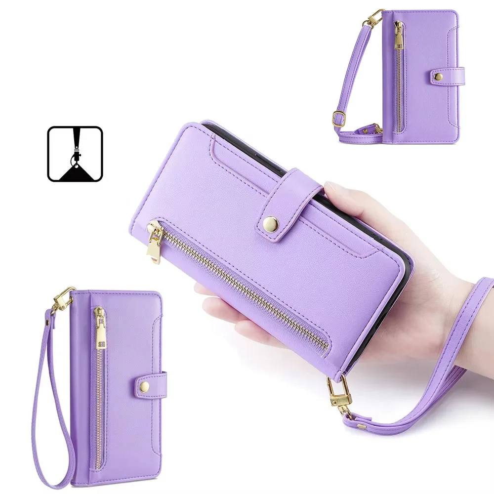 

Luxury Zipper Crossbody Case for OnePlus Ace Racing Ace 3V 3 2V 2 Pro Leather Lanyard 5 Cards Slot Pocket Book Cover Funda