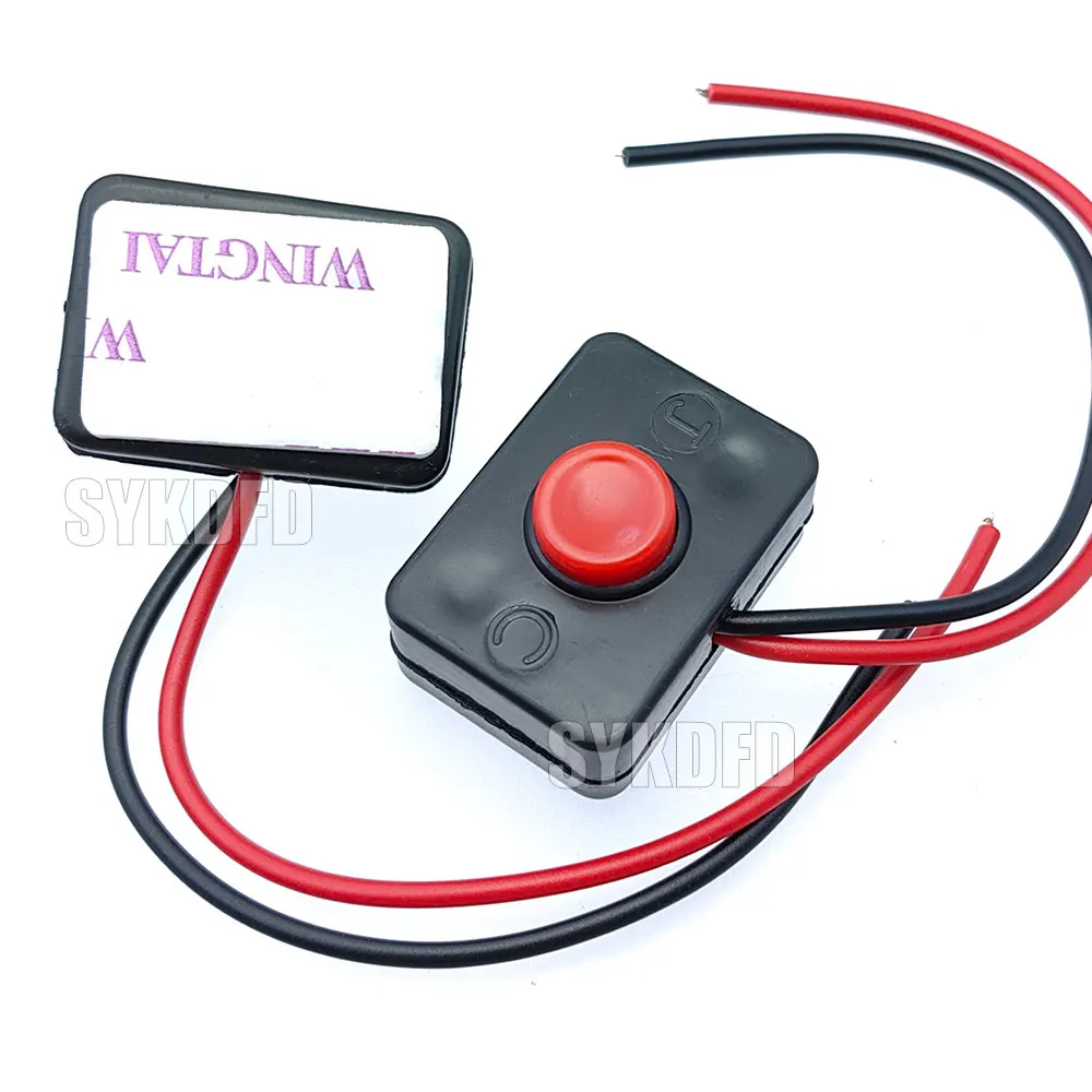 10PCS Red Black with cable switch button Self Return Square Momentary Self-Reset Push Button Switch