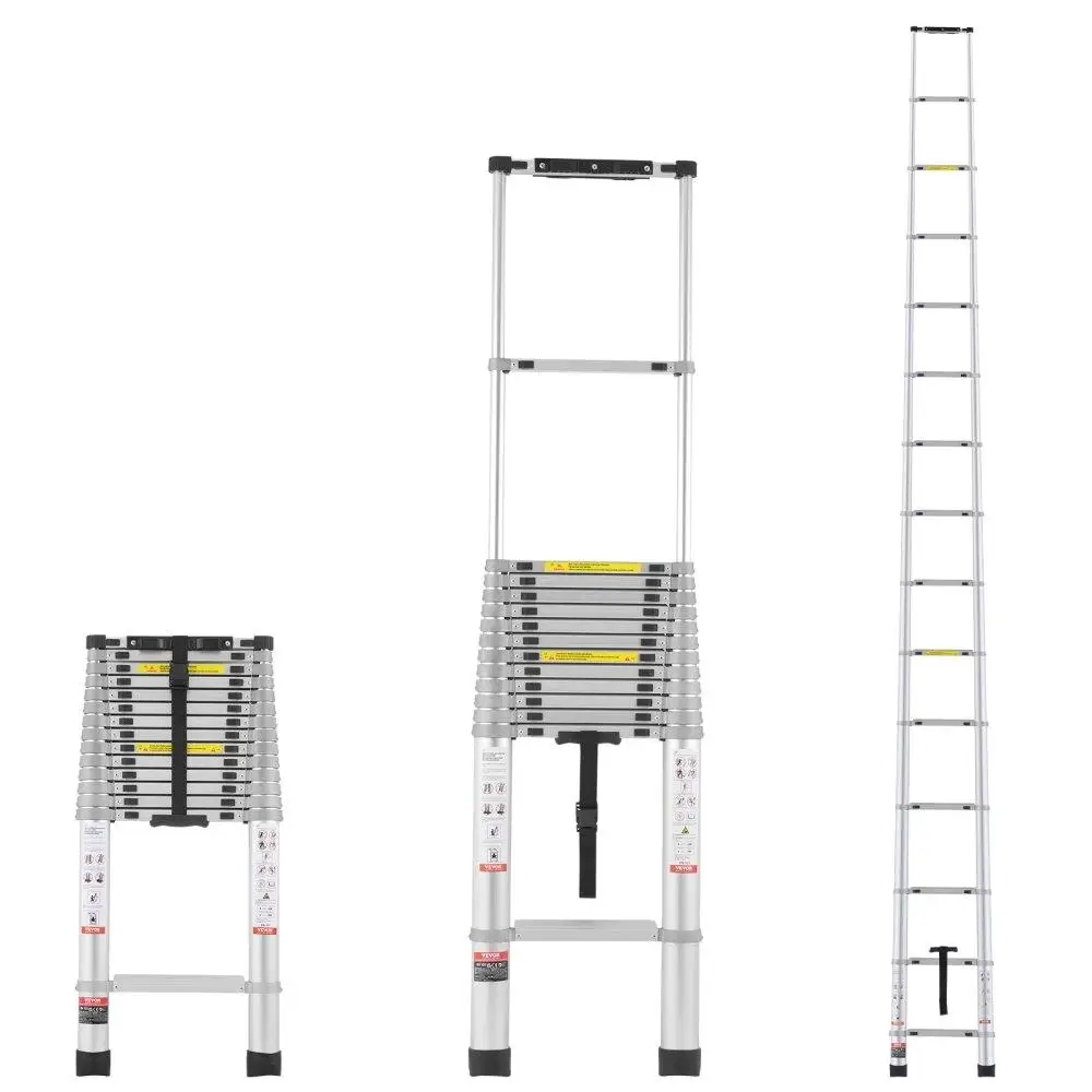 

Telescoping Extension Ladder 20.3FT Multi-Button Retraction 419LBS