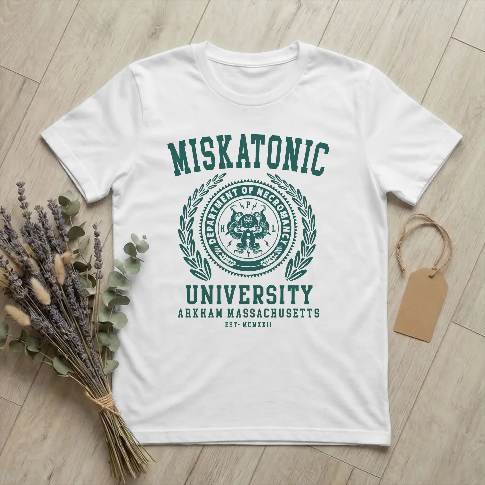 Casual Miskatonic University Cthulhu T-Shirt Men Round Neck Cotton T Shirts Lovecraft Book Short Sleeve Tees Gift Idea merch