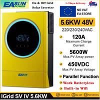 EASUN POWER Hybrid Solar Inverter 5.6KW 48V 220V 120A MPPT Charger Controller High PV Input 500V On/Off Grid Inverter 6KW in EU