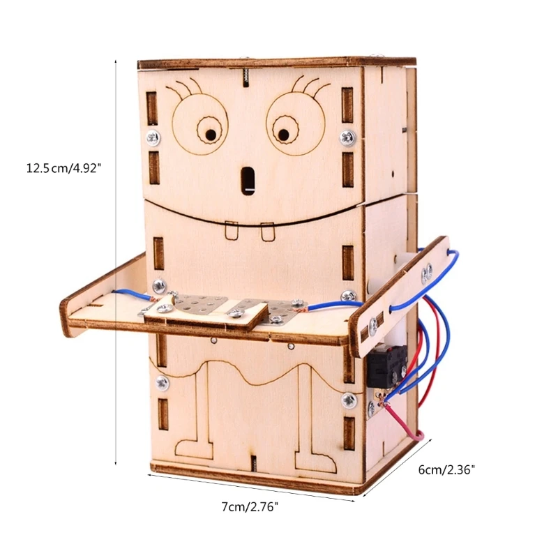 Diy brinquedo mecânico caixa dinheiro modelo educacional kits cofrinho elétrico