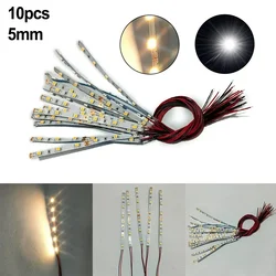 10pcs Pre Wired White Strip 6 Led LED Light Self-adhesive Flexible 12V~18V Perfect For Railway & Building Layout