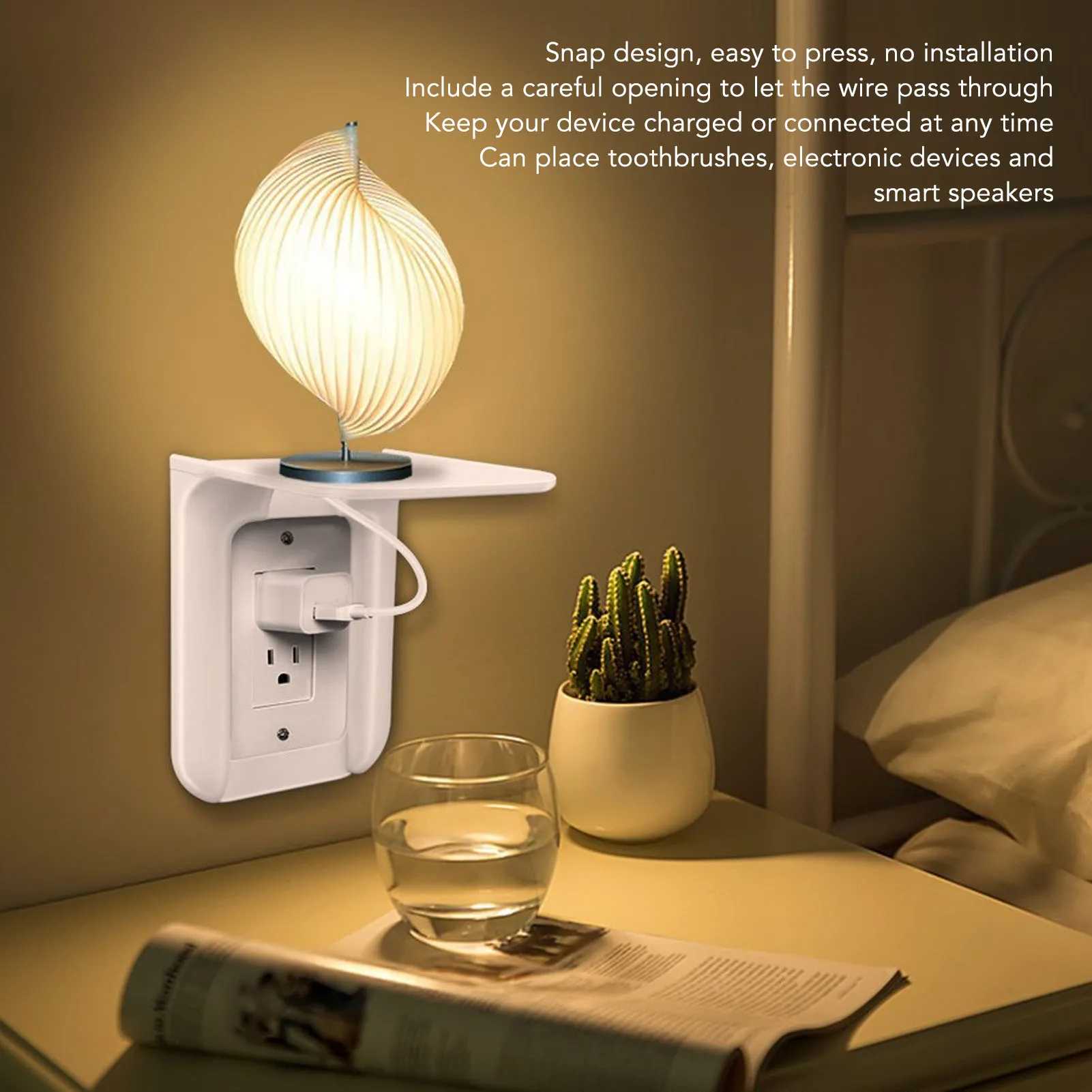 Wall Outlet Shelf Wall Mounted Outlet Shelf ABS Hole Design Plug Shelf Simple Power Charger Shelf Phone Charging Holder - view 3