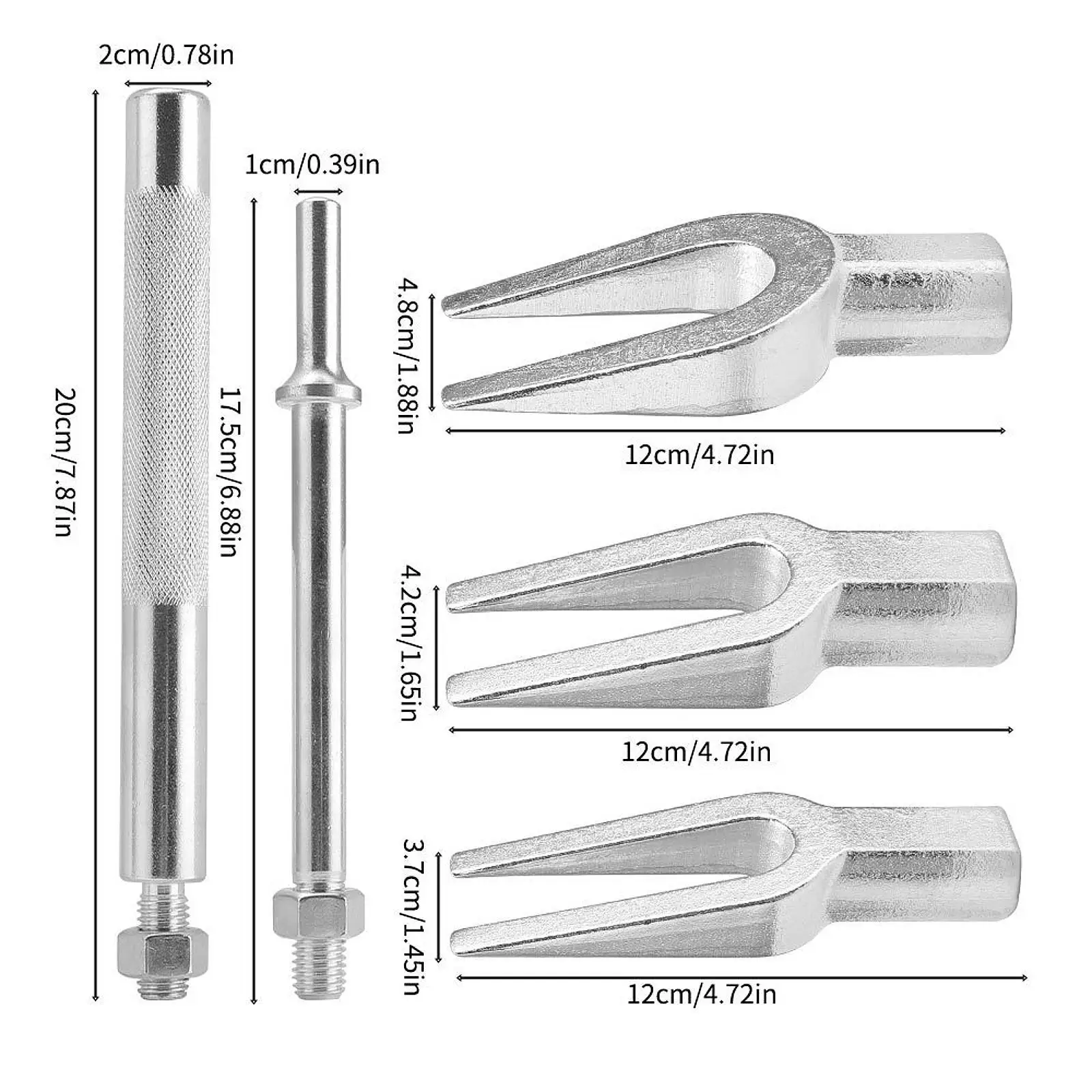 

5Pcs Pickle Fork Tool Ball Joint Splitter 1-1/8", 15/16", 11/16" Van Light Truck Heavy Duty Steel Cars Tie Rod Removal