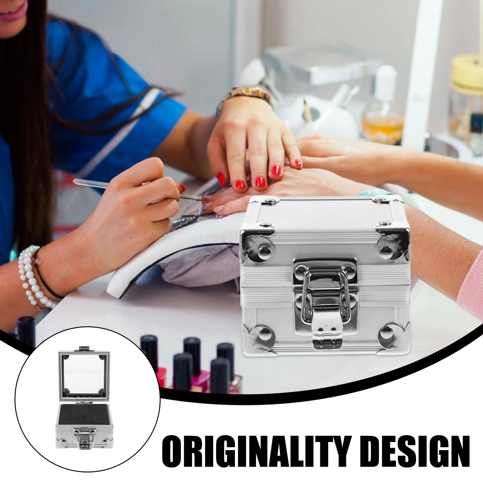 حاوية لقم مثقاب الأظافر المقاومة للغبار، حامل أدوات مانيكير من سبائك الزنك لتلميع رؤوس تنظيم الصالونات والمتانة #6