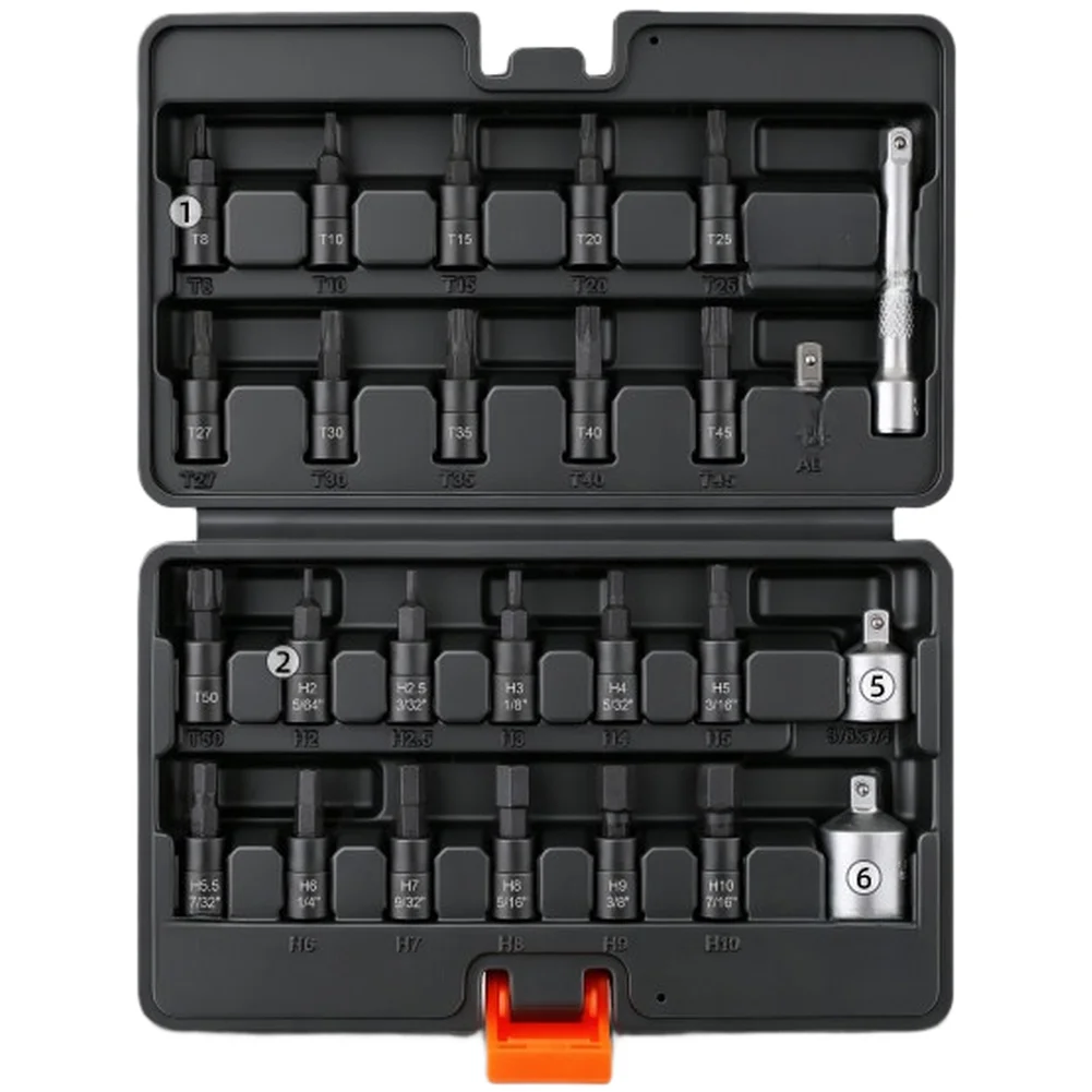 

Auto Repair Tool Kit Hex Bit Socket Set For Garage Workshops Chromium Vanadium Steel Black Oxide Finish High Hardness Material