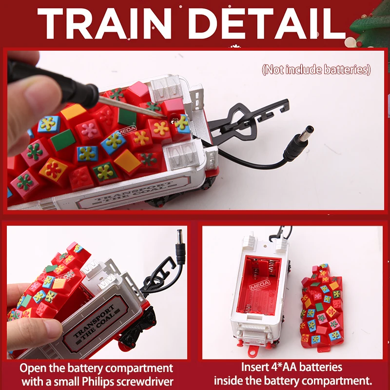 Kersttreinset voor de boomdecoratie Spoorframe Kersttrein Elektrisch speelgoed Spoorwegauto met geluid en licht Spoorauto Cadeau