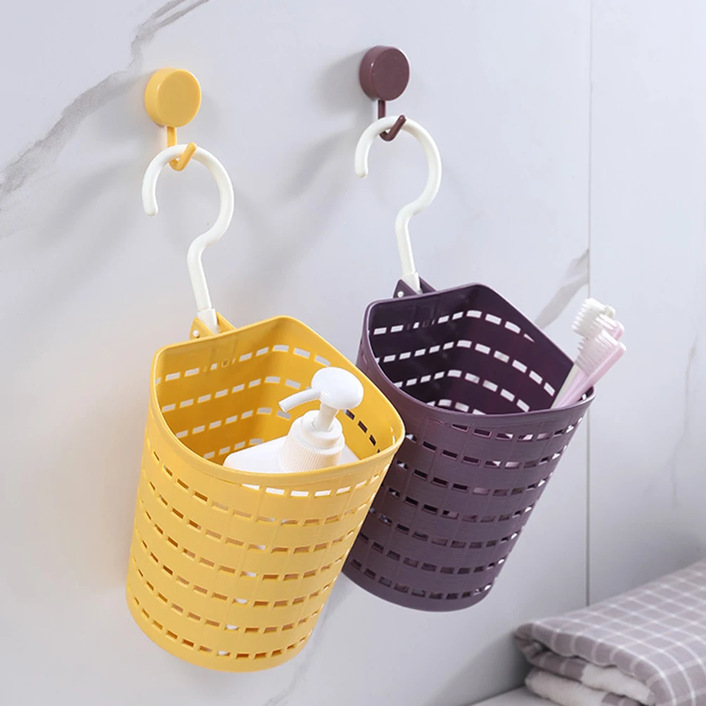 4pcs Hanging Storage Basket Rotatable Wall Mounted Bathroom Kitchen Organizer Drain Baskets For Home Use Sundry Container Shower