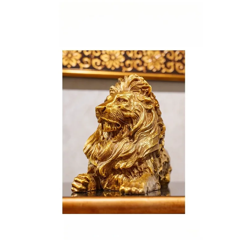 Brass Lion Sculpture Chinese Home Living Room Office Lucky Ornament Home Wangzhai Ornament