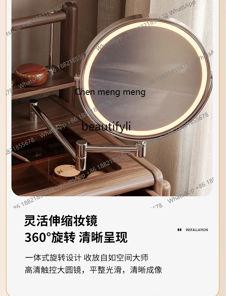 ss8350 Bedroom small apartment dresser modern simple walnut all solid wood bedside storage cabinet makeup table