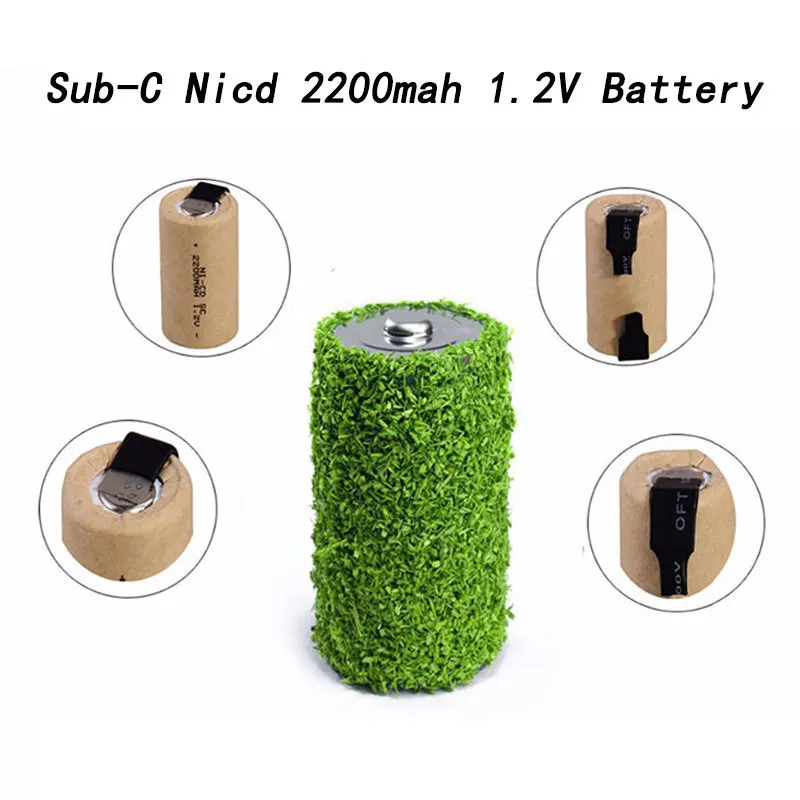ไขควงชาร์จได้ SC แบตเตอรี่1.2V 2200 mAh Sub C พลังสูง Bor listrik Ni CD