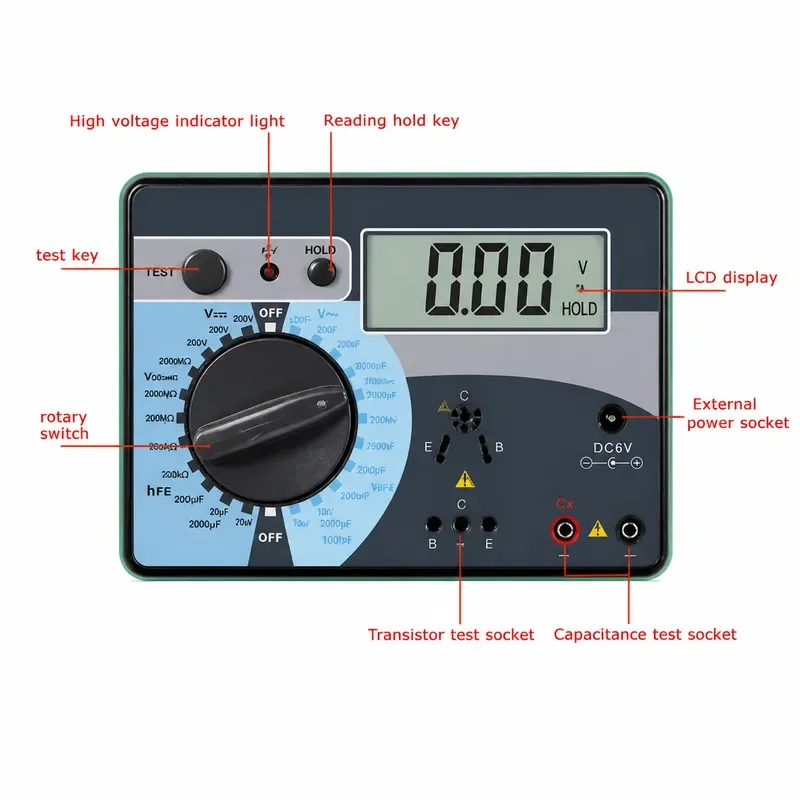 Digital Transistor Analyzer Tester Semiconductor Diode Triode Reverse AC DC Voltage Capacitance FET Meter Component Checker