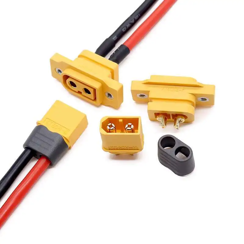 1 Stück XT60NE-F Fester Stecker-Buchse-Verbinder, vergoldet, 30A Hochstrom, für Flugzeugmodelle, elektrisch einstellbarer Lade-Stromanschluss – Detail 8