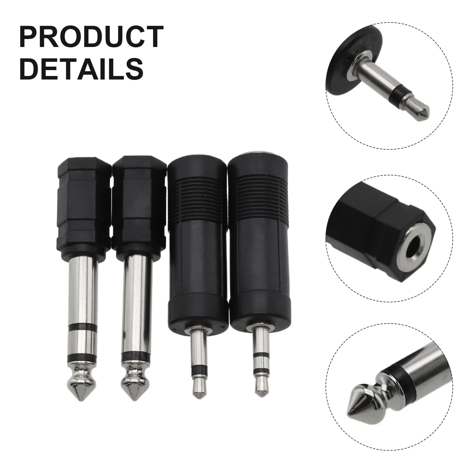 High Performance 4PCS 3 5mm To 6 35mm Stereo Headphone Adaptor Connector Converter With 6 3mm Male To 3 5mm Female Connector