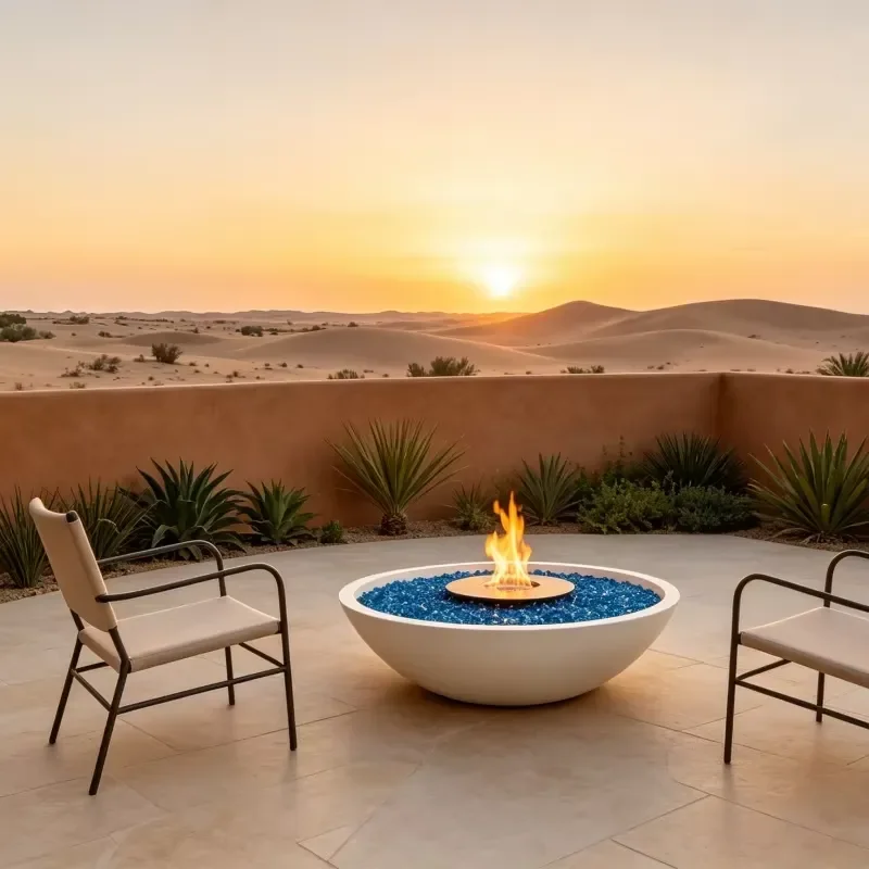 Outdoor Bio Ethanol Fire Table Burner Round Fire Pit Table 800/1000/1200MM Freestanding Fireplace for Villa Garden OEM