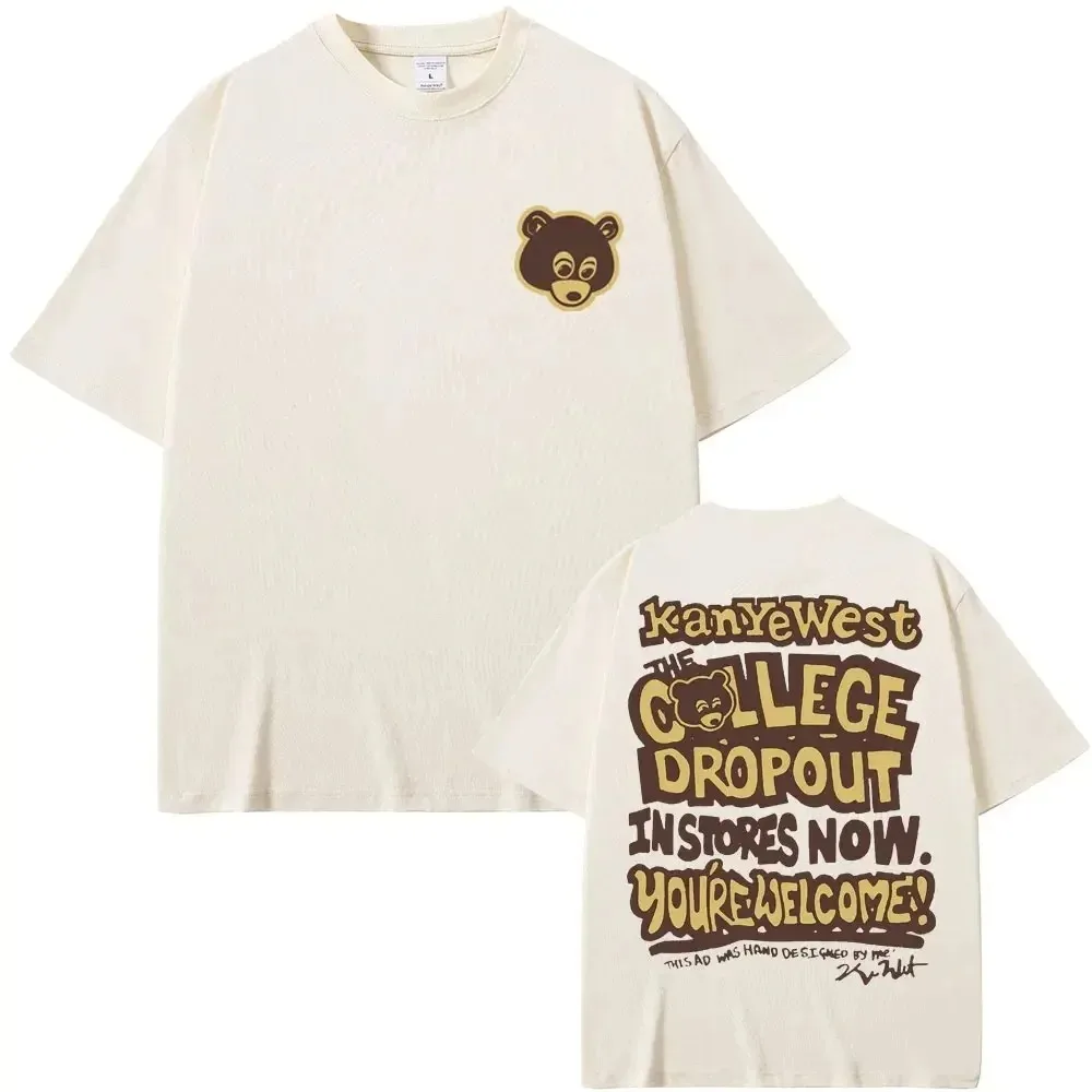 Best Famous Kanye West The College Dropout Tee Men Women Print Cotton T Shirt Short Sleeve Tshirt Summer Oversized T-shirts Tops