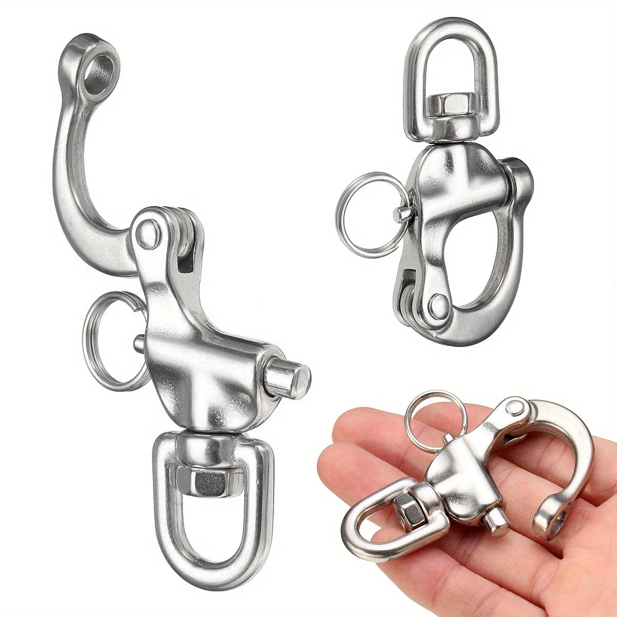 70mm 316 Stainless Steel Round Rotary Spring Shackle, Manual Quick-Hitch & Quick-Release Shackle