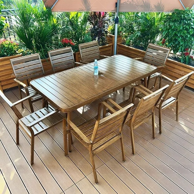 Outdoor tables and chairs courtyard aluminum alloy villa, tables and chairs, open-air balcony leisure
