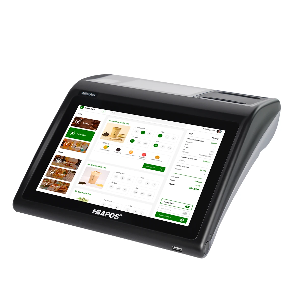 ATV&UTVFactory 10.1+5 Inch Windows Mini POS Machine All-in-One Thermal Printer for Restaurant and Café Shops Cash Register POS