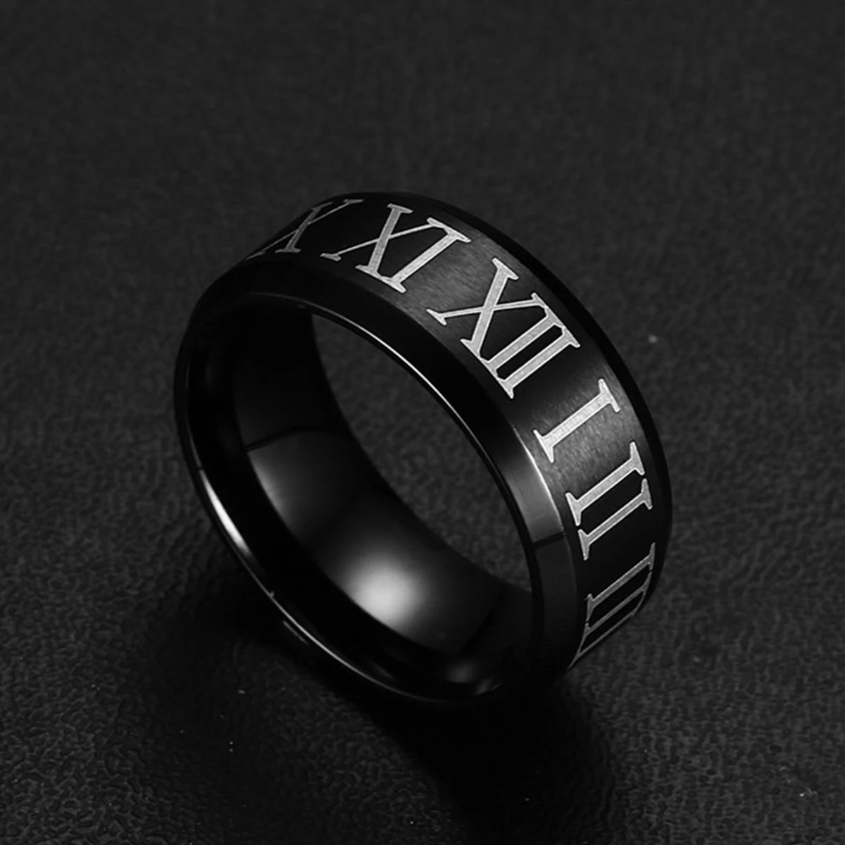 Ancient Roman Arabic Numerals Roman Letters Egyptian Holy Stainless Steel Unisex Ring Vintage 8mm Jewelry Gift