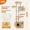 PAWZ ロードラージキャットツリー フードステーション付き、74.8インチの木製背の高いキャットタワー、特大コンドミニアムとハンモック付き、広々としたパーカッション 2