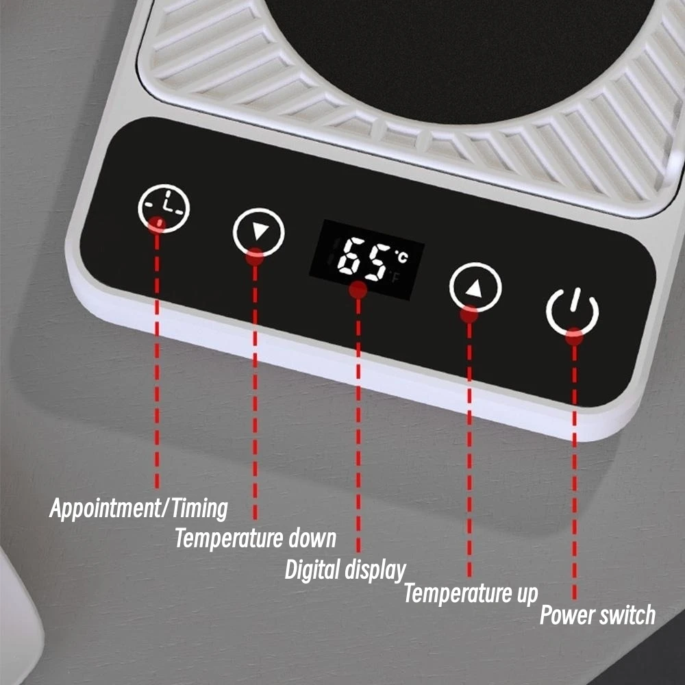 Electric Coffee Mug Warmer Portable Cup Heater for Water Tea Heating Coaster 9 Temperature Settings for Home Office Timing Off