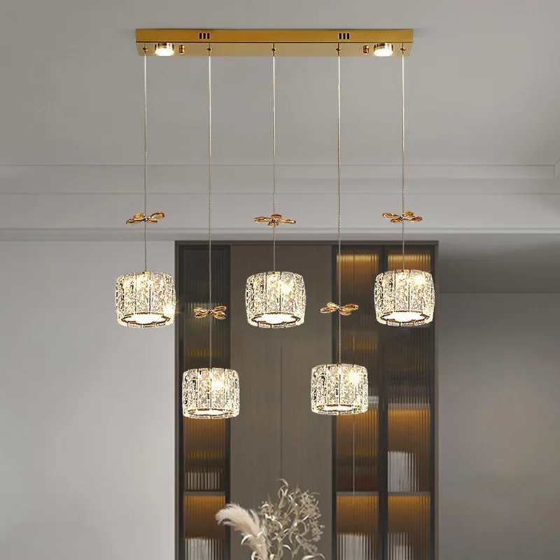 الحديثة الفاخرة غرفة الطعام كريستال الثريا التصميم الإبداعي قلادة LED ضوء لغرفة المعيشة المطبخ الدرج إضاءة داخلية #6