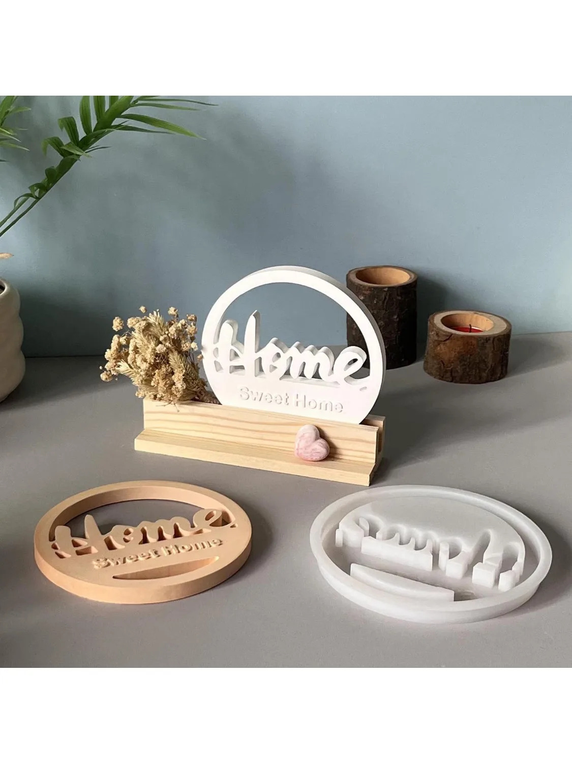 Anneau pendentif enfichable pour la maison, moule en Silicone, décoration en gypse Alphabet, moule décoratif en époxy, outil de fabrication d'ornements pour la maison