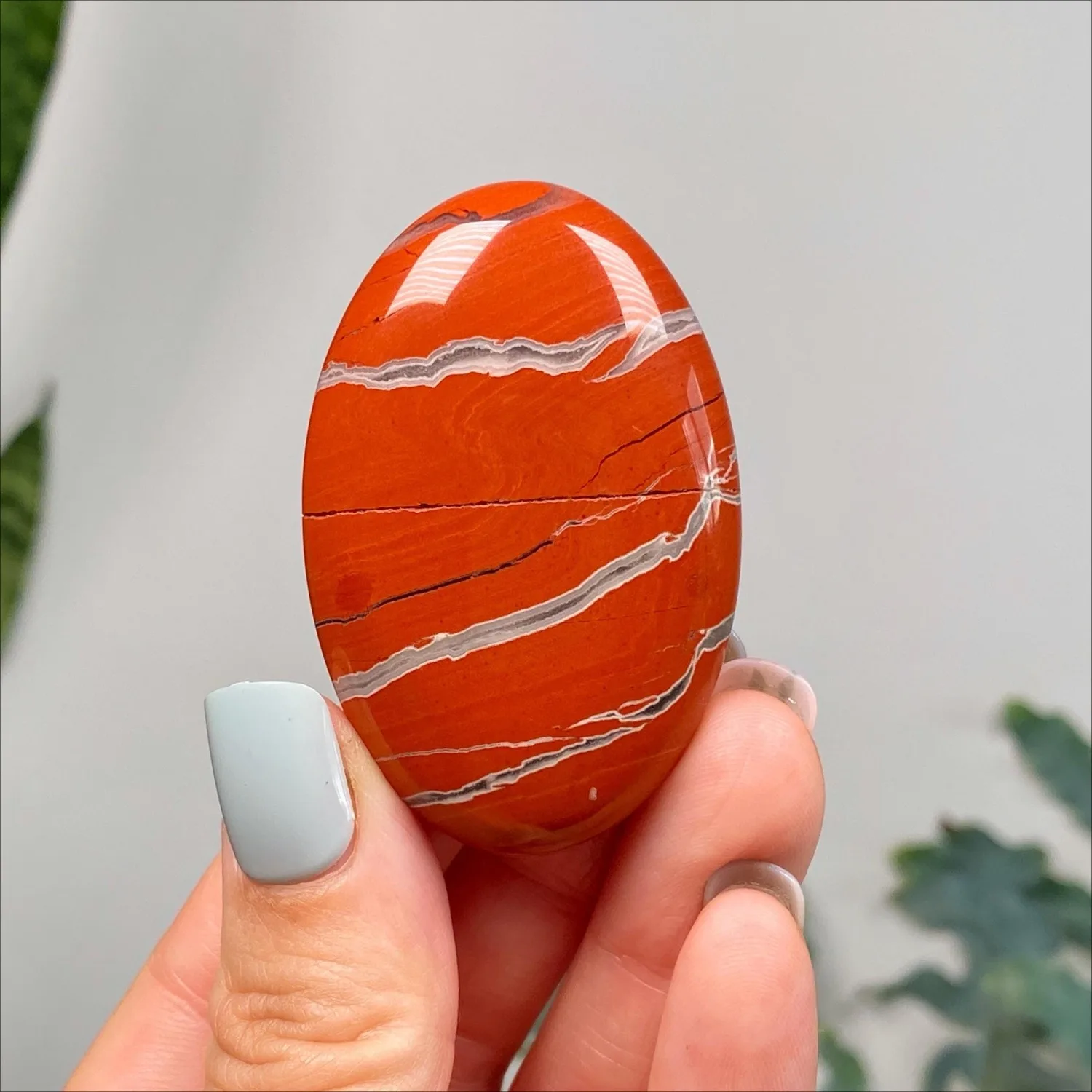 Natural Red Jasper Palm Stone Polished Gemstone Touch Stone Grounding Energy Chakra Healing Meditation Altar Supply Gift