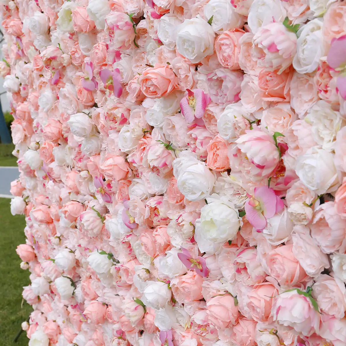 3D Vitality powder Rose Wedding Backdrop Cloth Flower Wall Roll Up Fabric Floral Wall Arrangement Event Party Stage Props