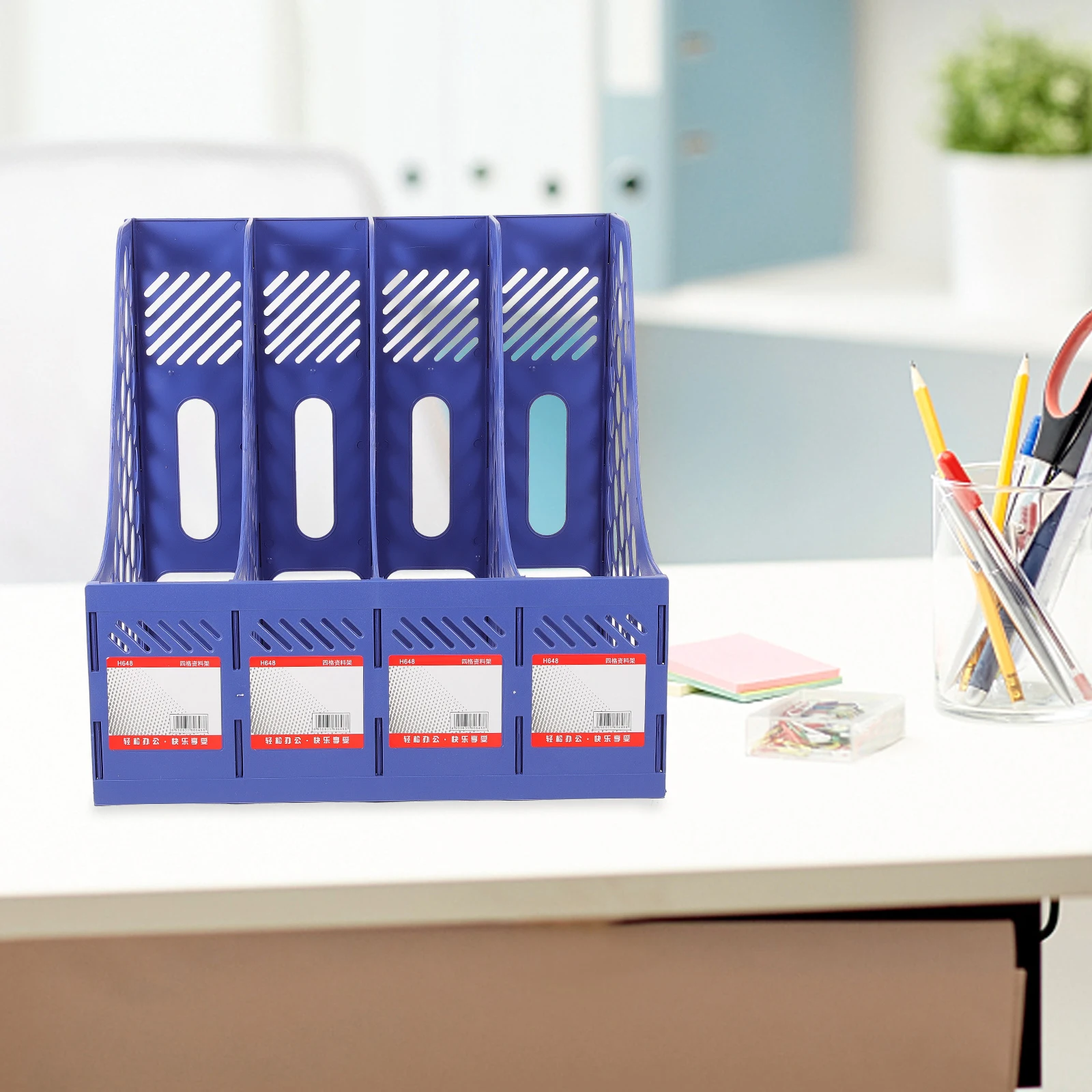 

1 Set Efficient Document Storage Holder File Organizer Desktop Rack A4 File Holder Plastic